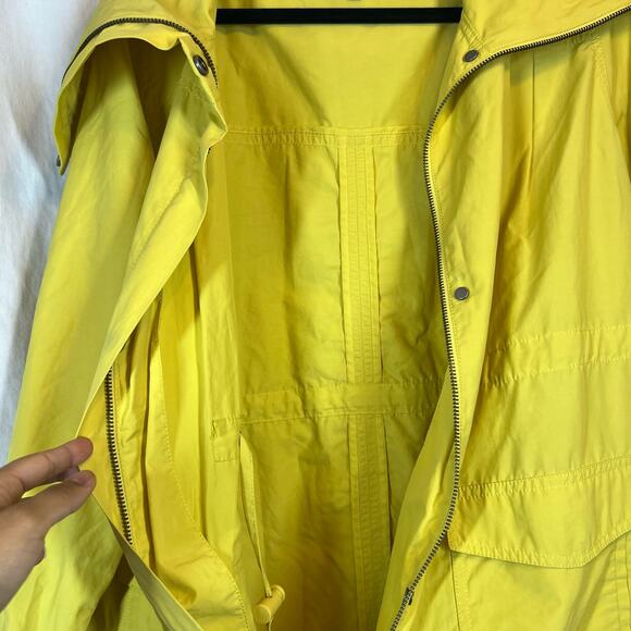 Eileen Fisher Anorak Windbreaker Rain Jacket Full Zip High Collar Yellow - Picture 4 of 7